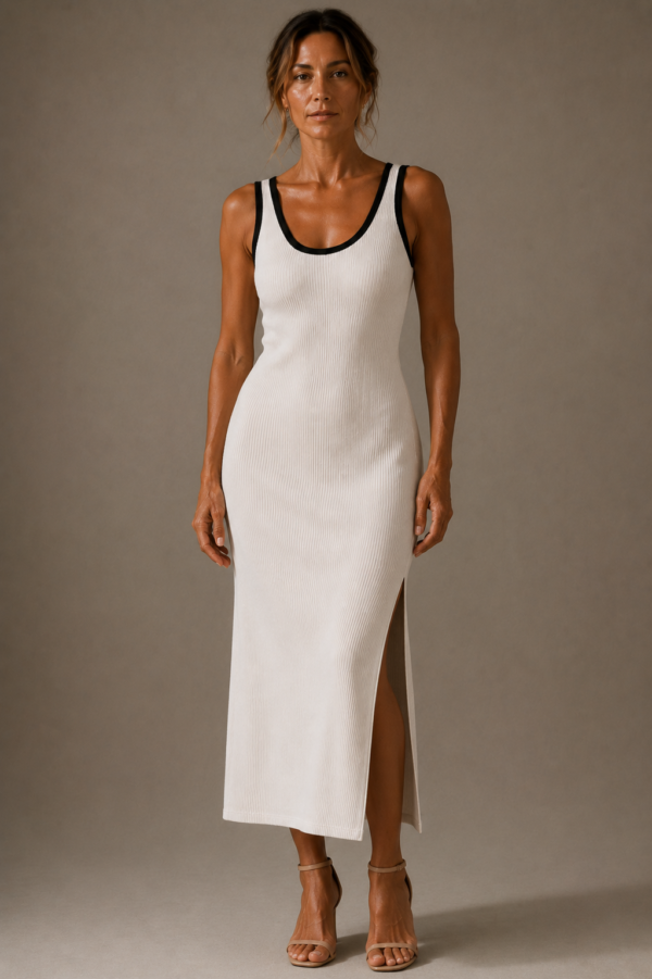 Vestido blanco y negro de punto | Stylicious (12)