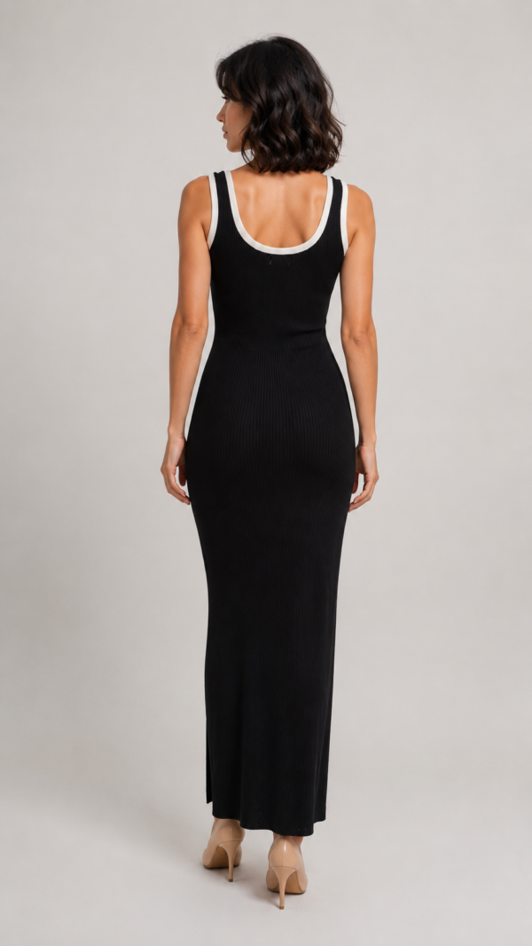 Vestido negro y blanco de punto | Stylicious (4)