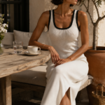Vestido blanco y negro de punto | Stylicious (6)