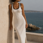Vestido blanco y negro de punto | Stylicious