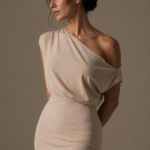 Vestido largo beige asimetrico | Stylicious (3)