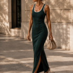 Vestido de punto verde elegante | Stylicious