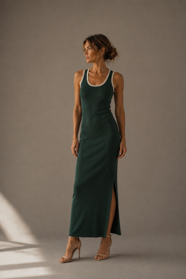 Vestido de punto verde elegante | Stylicious (3)