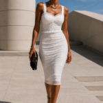 Vestido Fleur | Blanco Nube Modelo con vestido excluxivo