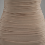 Vestido midi beige elegante fruncido | Stylicious (14)