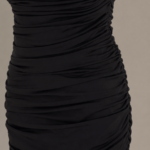 Vestido midi negro elegante fruncido | Stylicious (11)