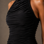 Vestido midi negro elegante fruncido | Stylicious (14)