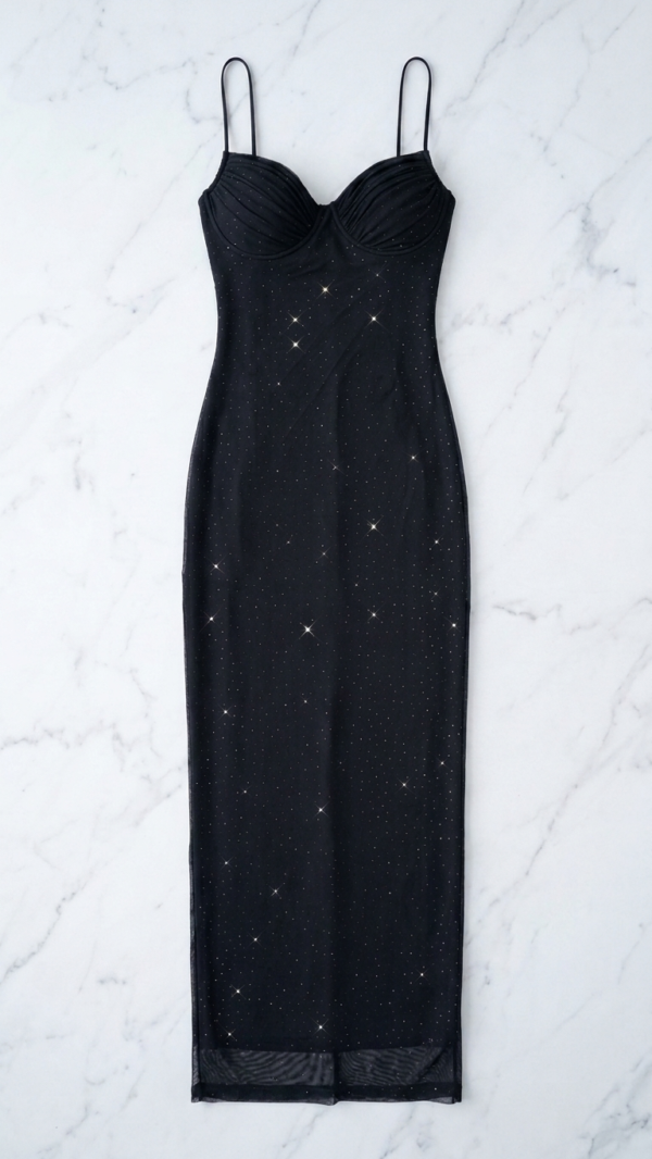 Vestido negro con brillo de fiesta | Stylicious (9)