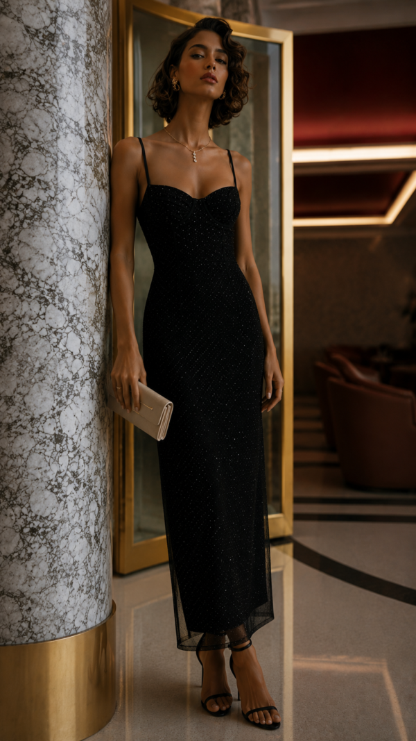 Vestido negro con brillo de fiesta | Stylicious (2)