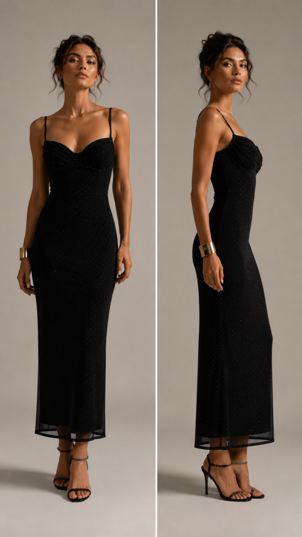 Vestido negro con brillo de fiesta | Stylicious (7)