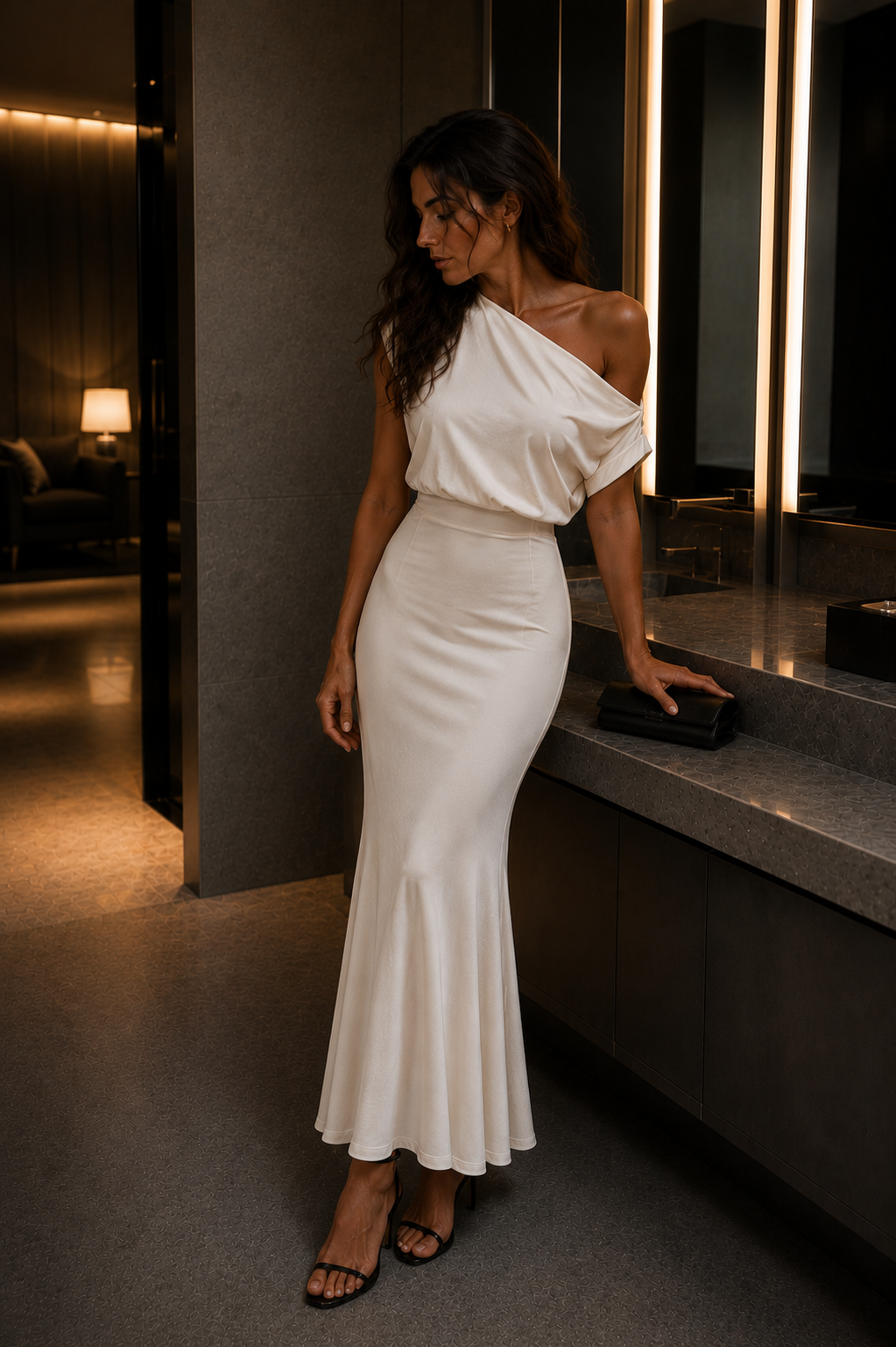 Vestido second skin blanco le vestiaire foto noche baño opcion en color blanco 2