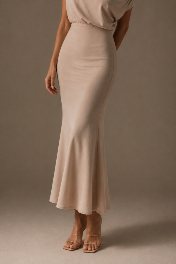 Vestido largo beige asimetrico | Stylicious (6)