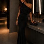 Vestido largo negro asimetrico de fiesta | Stylicious (2)