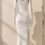 Vestido blanco y negro de punto | Stylicious (24)