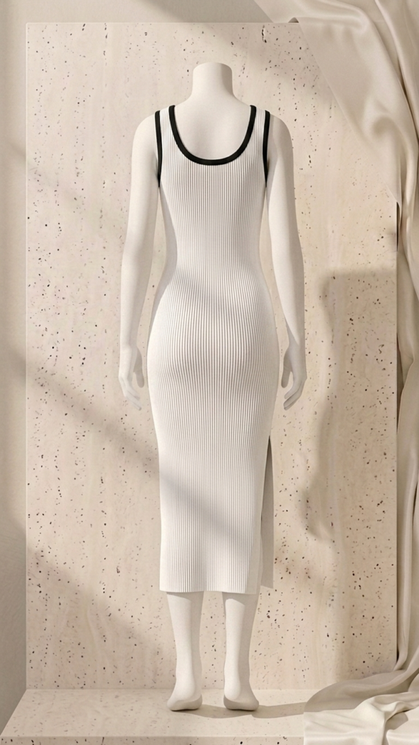 Vestido blanco y negro de punto | Stylicious (24)