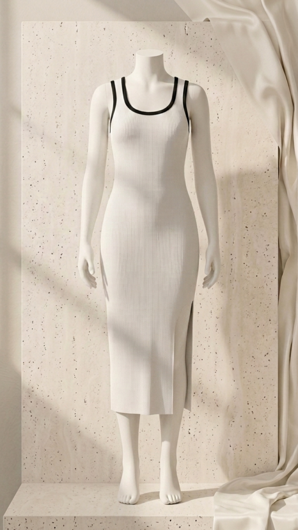 Vestido blanco y negro de punto | Stylicious (25)