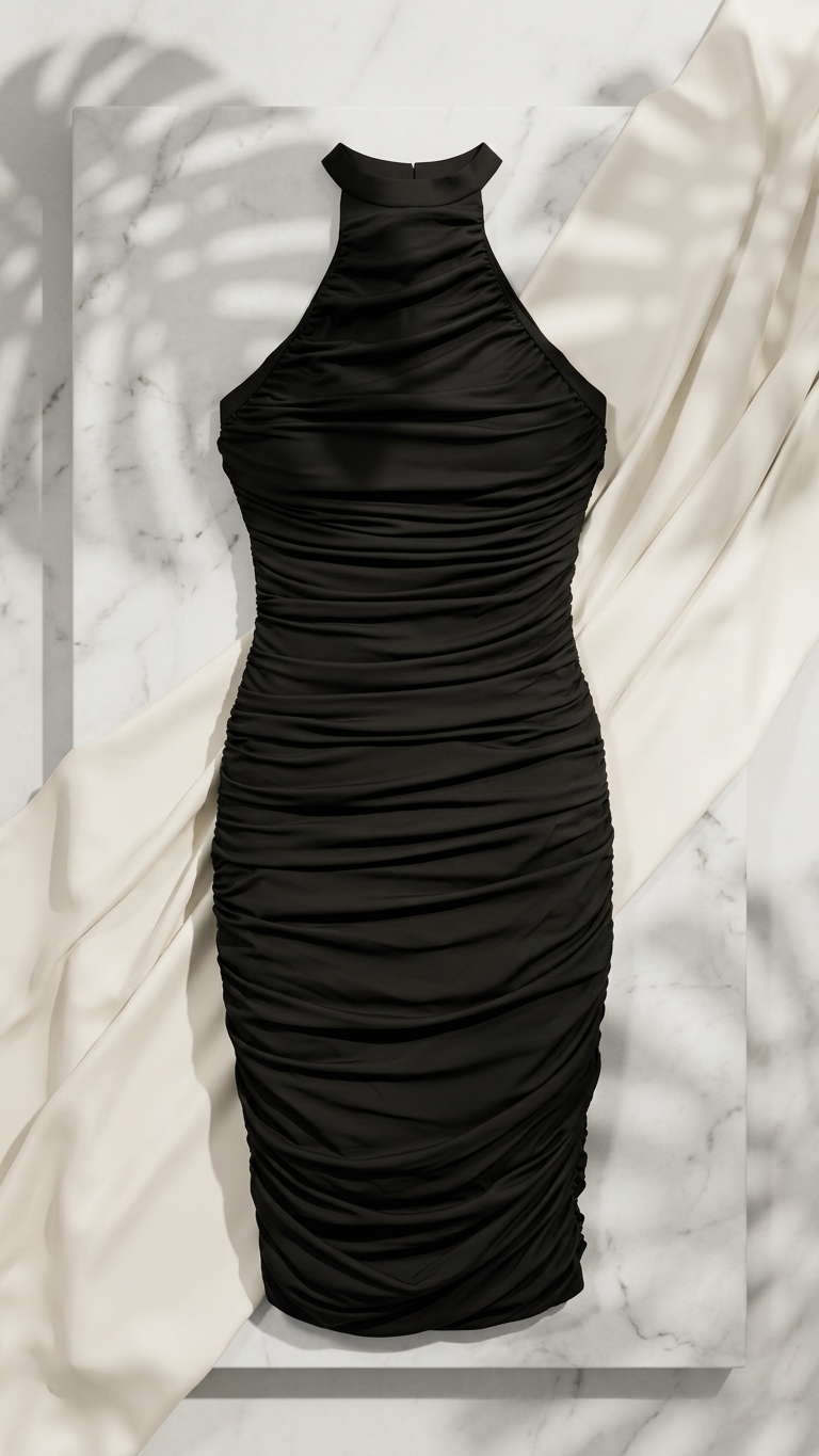 Vestido Fruncido Silhouette | Noir packshot.